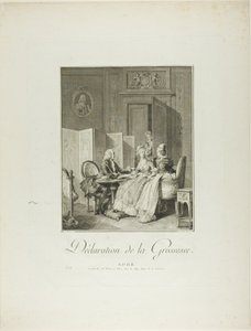 Annuncio di gravidanza, da Monument du Costume Physique et Moral de la fin du Dix-huitième siècle da Pietro Antonio Martini