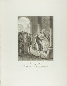 Le precauzioni, da Monument du Costume Physique et Moral de la fin du Dix-huitième siècle da Pietro Antonio Martini