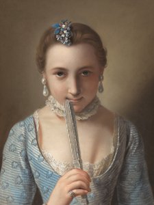 Giovane donna con ventaglio da Pietro Antonio Rotari