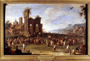 Gioco della palla - dipinto di Domenico Oliveri. XVIII secolo. da Pietro Domenico Oliviero