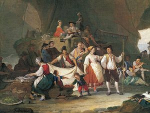 Colazione sul mare, di Pietro Fabbris (1740-1792) (dettaglio) da Pietro Fabris