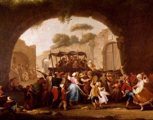 Scena di danza e festa popolare a Napoli (dettaglio)