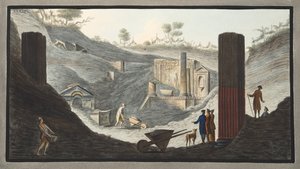 Prime scavi a Ercolano, in cui Sir William fu attivo con il supporto dei monarchi, da 