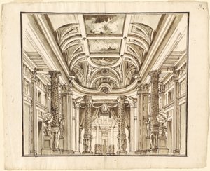Fantasia di una grande sala con colonne a intreccio da Pietro Gonzaga