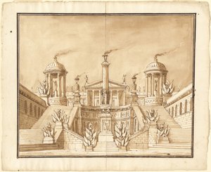 Fantasia di un Antico Capitol con Trofei e Grandi Scalinate da Pietro Gonzaga