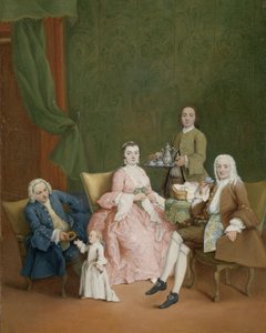 Ritratto di una famiglia veneziana con un domestico che serve caffè da Pietro Longhi