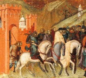 I primi eremiti carmelitani alla sorgente di Elia (dettaglio) dalla predella dell