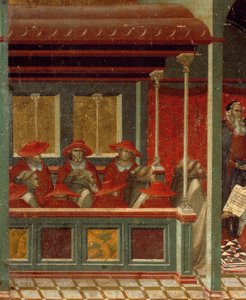 Onorio III che approva la regola carmelitana, dettaglio dalla predella dell