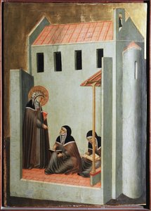 La santa detta i suoi sermoni (Polittico della vita di Santa Umiltà) - Tempera su legno XIV secolo