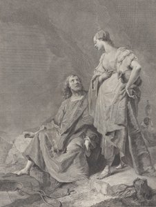 Cristo e la donna di Samaria al pozzo, dalla serie di 112 stampe del sacro da Pietro Monaco