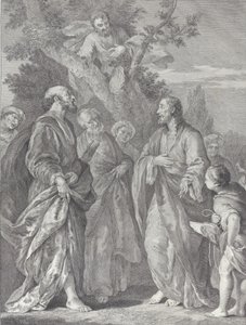 Conversione di Zaccheo, con Cristo a destra che si rivolge al pubblicano, 1730-39 da Pietro Monaco
