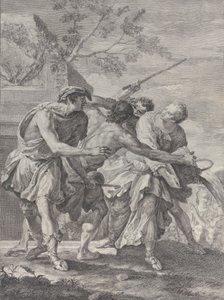 Mosè difende le figlie di Jetro da Pietro Monaco