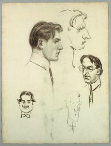 Recto: schizzi caricaturali; verso: donna nuda in piedi da Pietro Montana