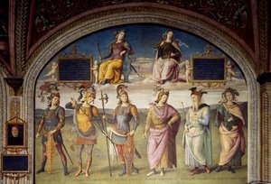 Allegorie della Fortezza e della Temperanza con Sei Eroi Antichi da Pietro Perugino