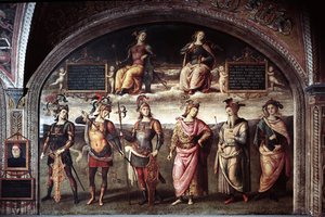 Forza e temperanza con sei antichi eroi da Pietro Perugino