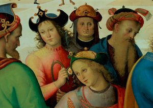 Il matrimonio della Vergine, (dettaglio dei pretendenti) da Pietro Perugino