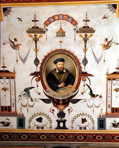 Ritratto di Giuntalodi, dettaglio dal soffitto della Sala del Sindaco da Pietro Pezzati