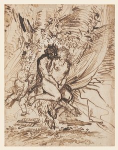 Pan Abbraccia Venere Osservato da Cupido da Pietro Testa