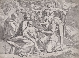 La Sacra Famiglia assistita dagli angeli da Pietro Testa