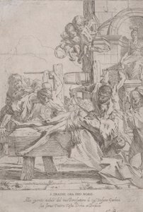 Il martirio di San Erasmo che è prostrato mentre gli vengono estratte le viscere, due putti a..., ca. 1630