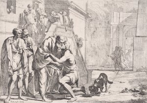 Il ritorno del figliol prodigo, il padre abbraccia il figlio, da una serie