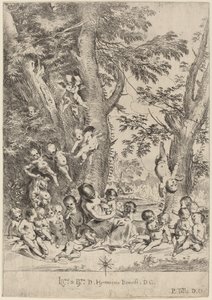 Giovane donna, circondata da Cupidi (Il giardino della carità, versione verticale)