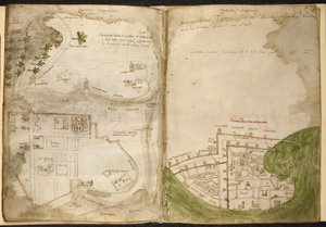 Mappe di Gerusalemme e Acri, da Marino Sanudo Torsello, 