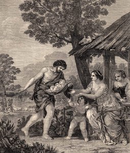 Romolo e Remo. Incisione dal dipinto di Pietro da Cortona. Incisione del 1860