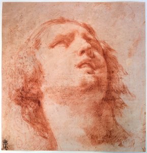 Studio della testa di una donna che guarda in alto da Pietro da Cortona