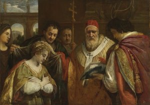 Santa Domitilla riceve il velo da Papa Clemente I da Pietro da Cortona