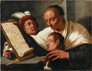 Un insegnante con due scolari da Pietro della Vecchia