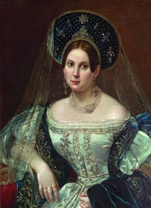 Ritratto di una donna in abito da corte russo