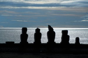 Statue Moai, Parco Nazionale di Rapa Nui, Isola di Pasqua, Cile