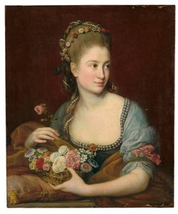 Ritratto di una Signora come Flora, a Mezza Lunghezza, che Tiene un Cestino di Fiori da Pompeo Girolamo Batoni