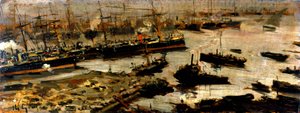 Porto di Genova, dipinto di Mariani da Pompeo Mariani