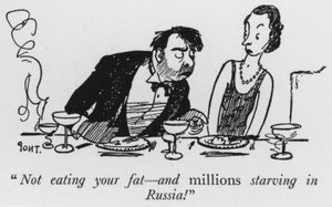 "Non mangi il tuo grasso, e milioni muoiono di fame in Russia!"
