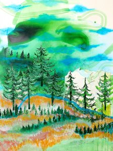 Foresta di montagna astratta