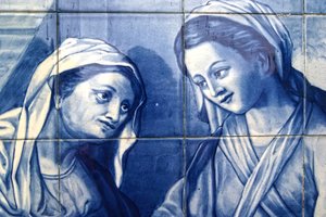 Dettaglio di Maria che incontra la moglie dell