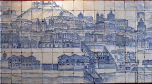 Veduta panoramica di Lisbona, prima del terremoto del 1755