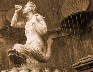 Fontana del Tritone, Santuario di Nossa Senhora dos Remédios, Lamego, Portogallo 1738 da Portuguese School