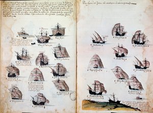 Navi da guerra. Ricordi delle armate del Portogallo sotto il re Manuele I (1469-1521). Manoscritto del 1505. Parigi. BN