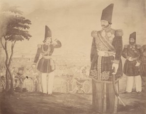 Una rivista persiana in un dipinto che un tempo apparteneva ad Ardeshir Mirza, zio del re, 1840-60