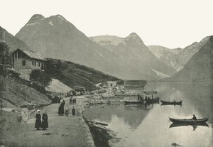 Mundal, sul Fjaerlandsfjorden, Sogn, Norvegia, 1895 da Poulton and Co