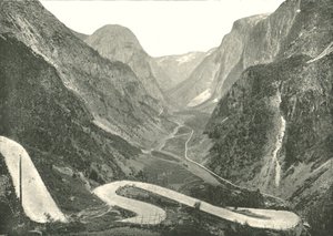 La strada a zig-zag e le cascate, Stalheim, Norvegia, 1895 da Poulton and Co
