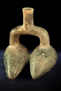 Ceramica fitomorfa con doppio corpo e manico a staffa / Art pr (terracotta) da Precolombian Precolombian
