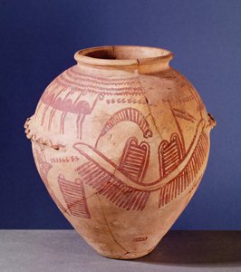 Vaso raffigurante due santuari su una chiatta, c.3500 a.C. da Predynastic Period Egyptian