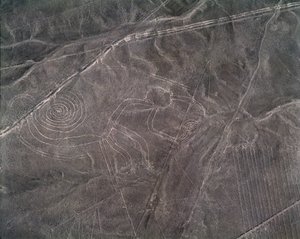 Veduta aerea di una figura di scimmia, Linee di Nazca