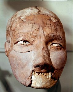 Arte neolitica: cranio umano risalente all