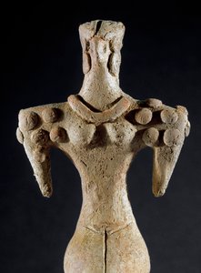 Preistoria: statuetta in argilla di una donna con spalle quadrate dal Turkmenistan centrale (regione di Kara-Depe). 4000-3700 a.C. Eneolitico, Età del Rame. Mosca, Istituto di Archeologia dell