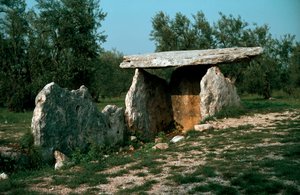 Preistoria: vista del dolmen di Chianca con il suo corridoio d